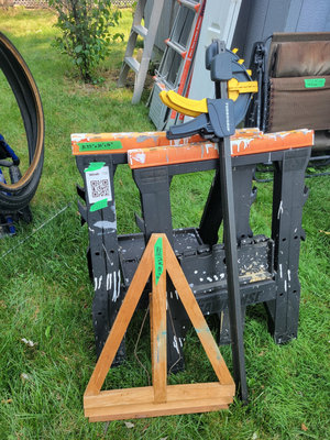 Sawhorse, Clamp, and Wooden Frame - Image 1 of 1
