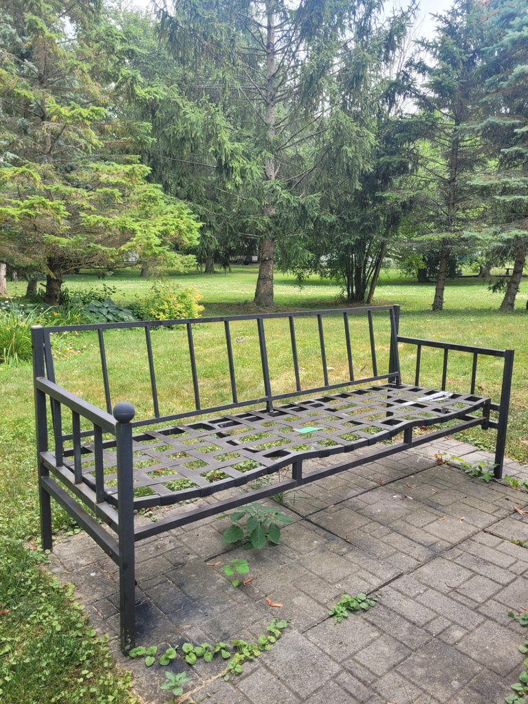 Metal Frame Couch  x2 with Glass Top Table  - image 2 of 14