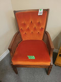 Upholstered Wooden and Cane Chair - thumbnail 1 of 2