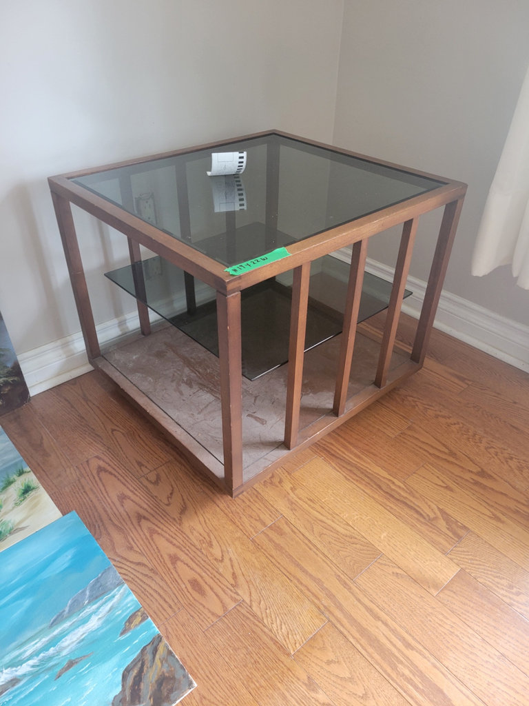 Square Glass and Wood Side Table - image 2 of 2