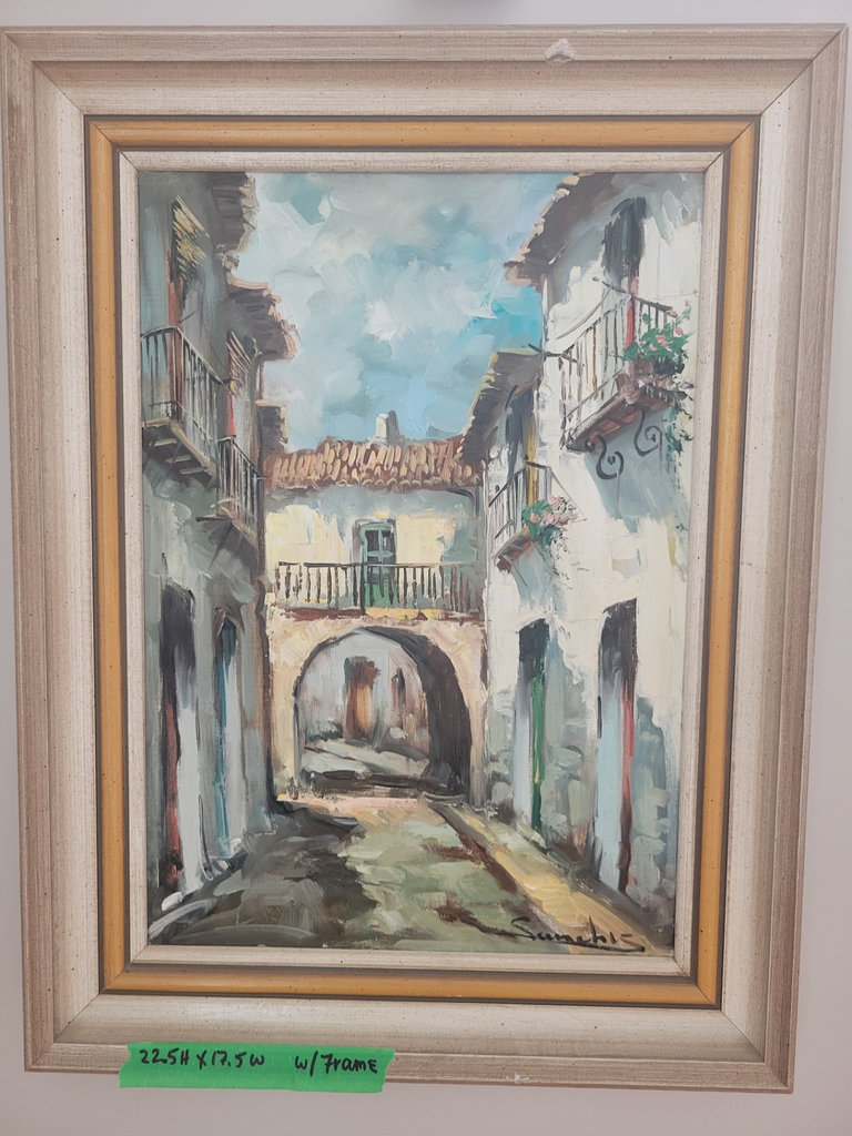 Framed Oil Painting of Street Scene - image 1 of 1