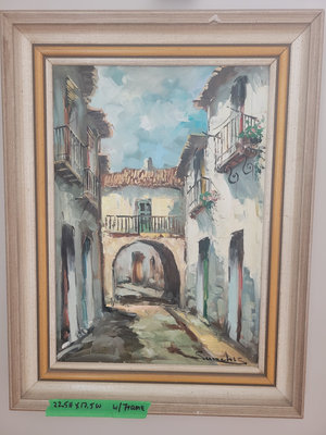 Framed Oil Painting of Street Scene - Image 1 of 1
