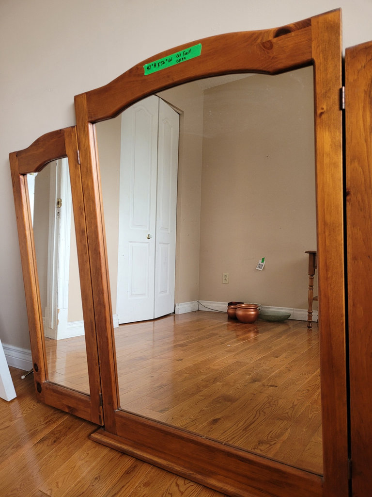 Tri-Fold Wooden Mirror Frame - image 3 of 7