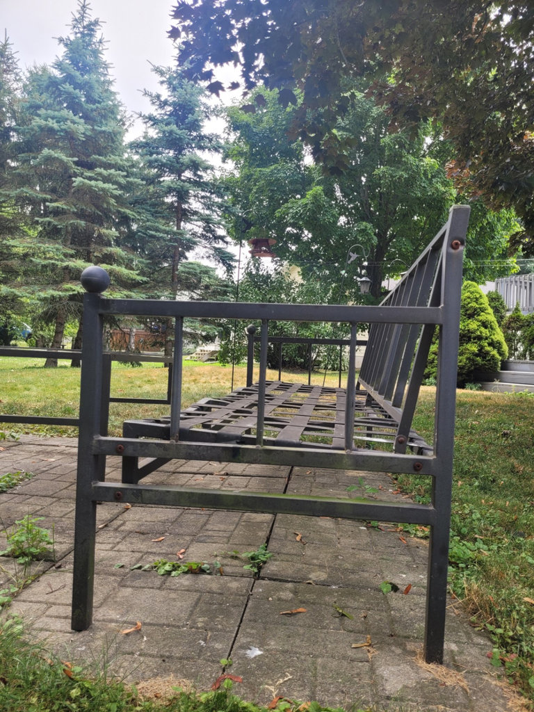 Metal Frame Couch  x2 with Glass Top Table  - image 12 of 14