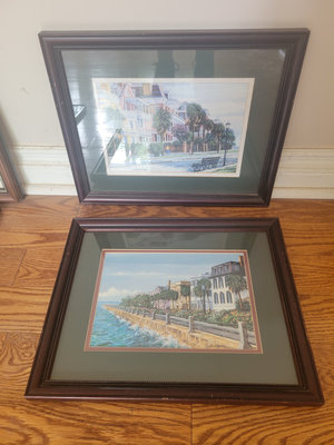 Two Framed Coastal and Street Scene Paintings - Image 1 of 3