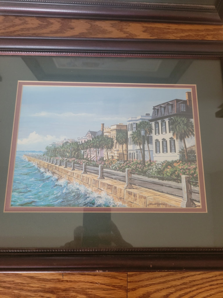 Two Framed Coastal and Street Scene Paintings - image 3 of 3