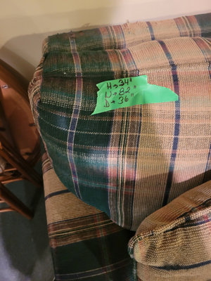 Plaid Pattern Three-Seat Sofa with Cushions - Image 1 of 2