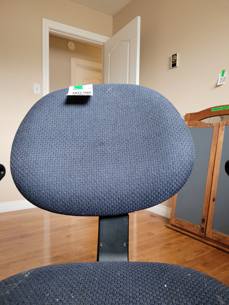 Blue Fabric Office Chair with Black Armrests and Base - image 9 of 10