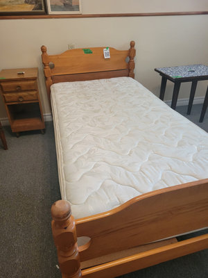 Twin size Wooden Bed Frame with Mattress - Image 1 of 2