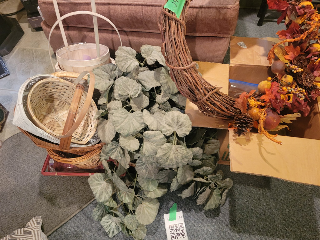 Assorted Wicker Baskets, Artificial Plant, and Decorative Fall Wreath - image 1 of 1