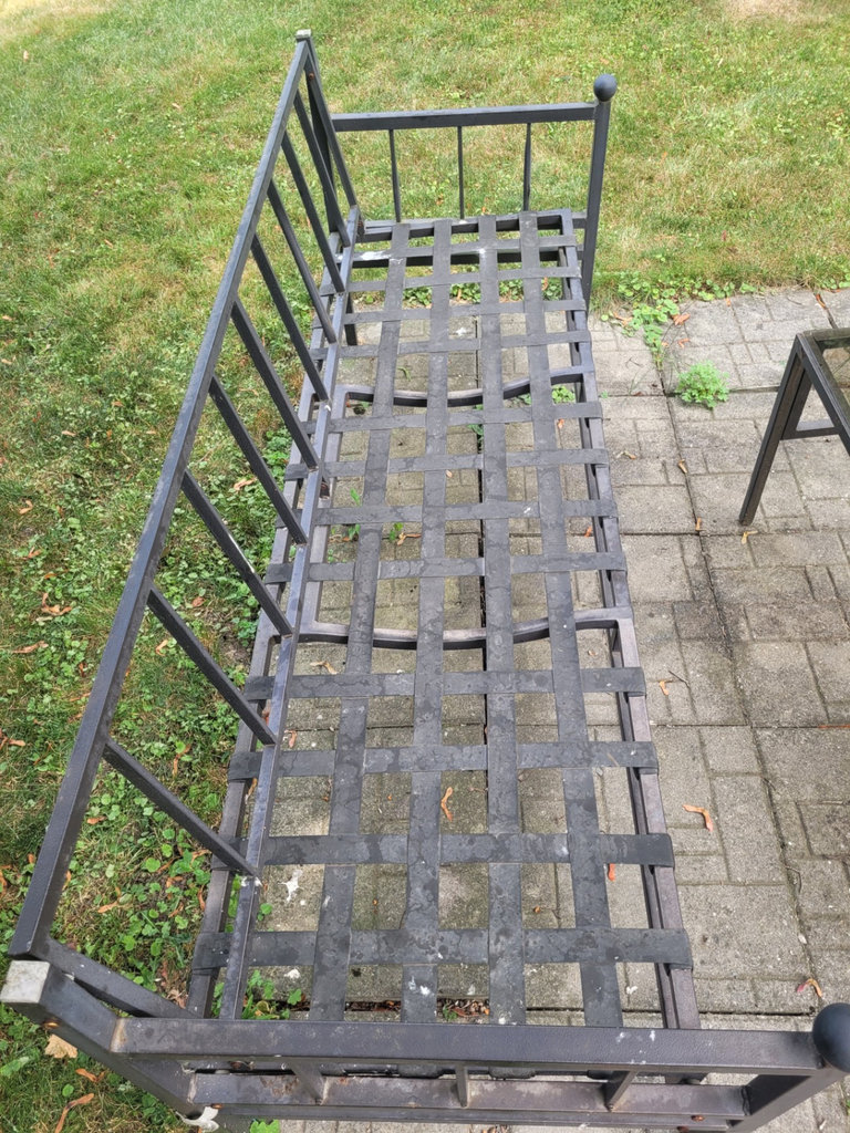 Metal Frame Couch  x2 with Glass Top Table  - image 11 of 14