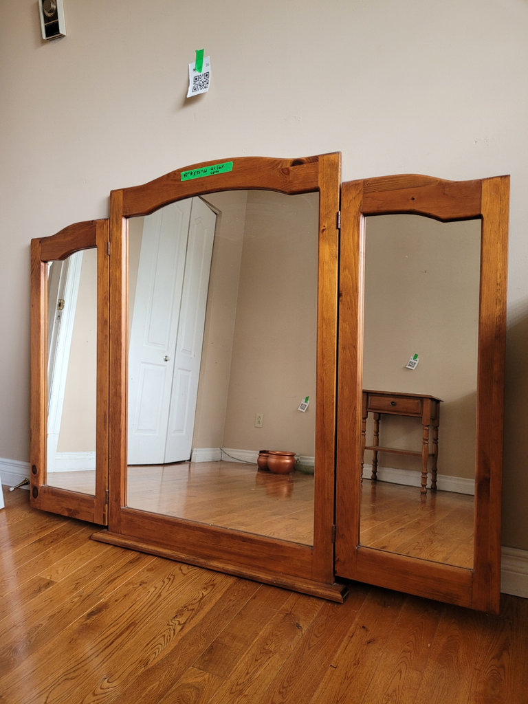 Tri-Fold Wooden Mirror Frame - image 1 of 7