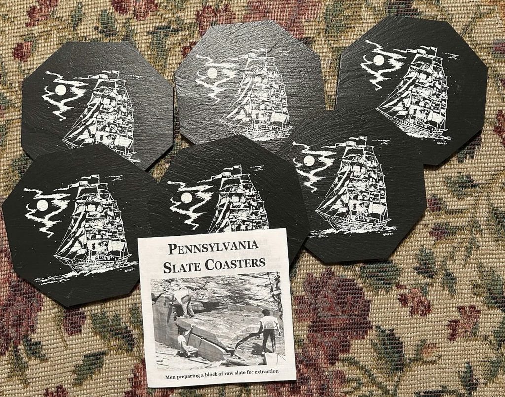 Set Of 6 Pennsylvania Genuine Slate Ship Coasters - image 2 of 2