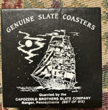 Set Of 6 Pennsylvania Genuine Slate Ship Coasters - thumbnail 1 of 2