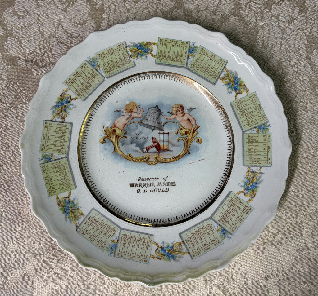 1910 Antique Calendar Plate Maine - image 1 of 3