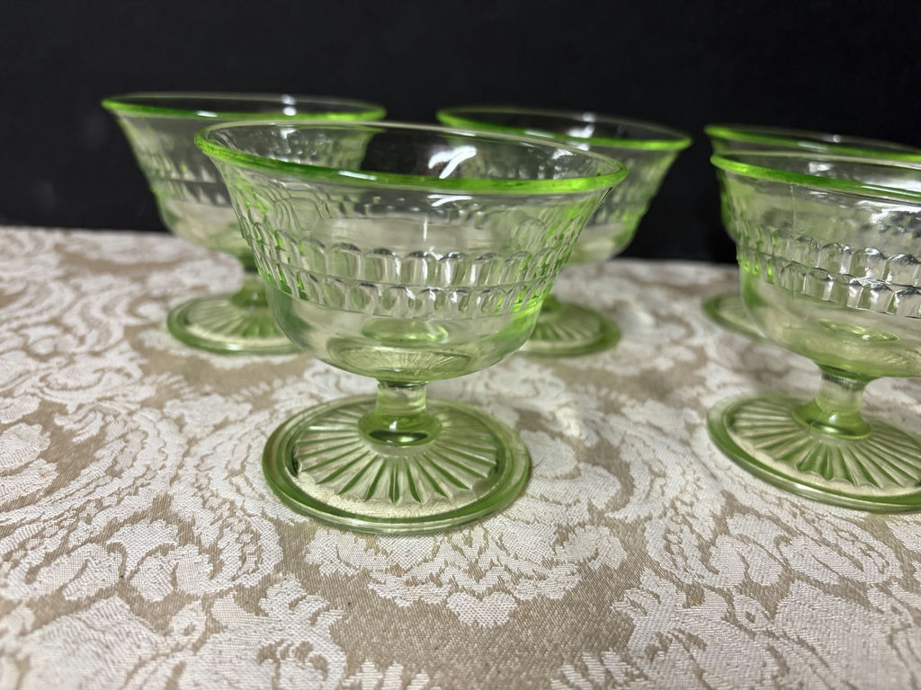 5 Vintage Uranium Glass Sherbet Glasses - image 1 of 3