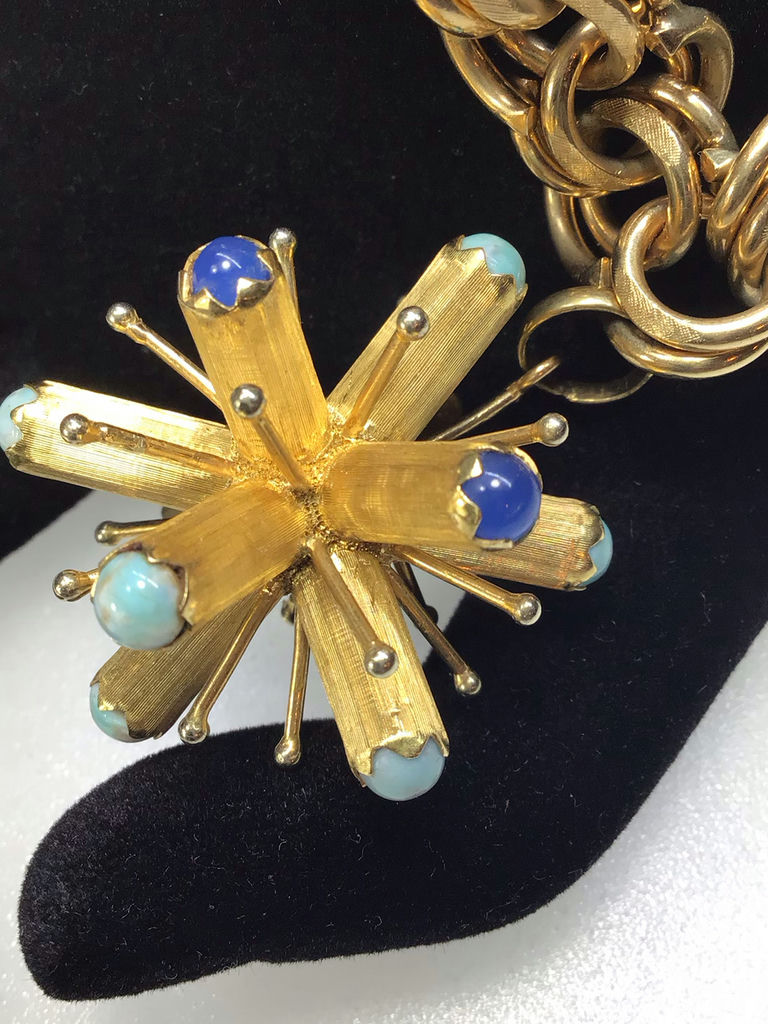 Vintage Yellow Gold 18K Sputnik on 14K Bracelet (18K/12+, 14K/36+ dwt) - image 2 of 8