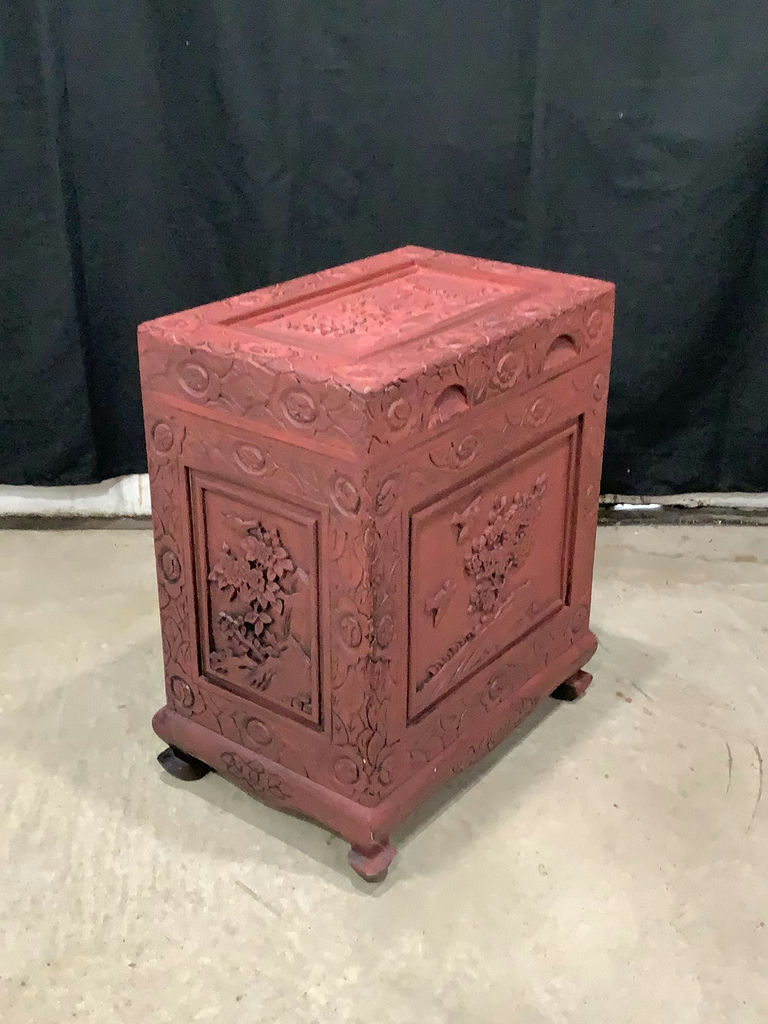 Red Carved Wood Chest - image 5 of 8