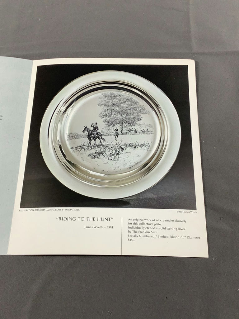 Franklin Mint 1974 / Wyeth "Riding to the Hunt" Sterling Collector Plate - image 6 of 11