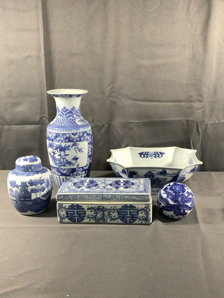 Asian Decorative Blue & White Ceramics - image 1 of 13