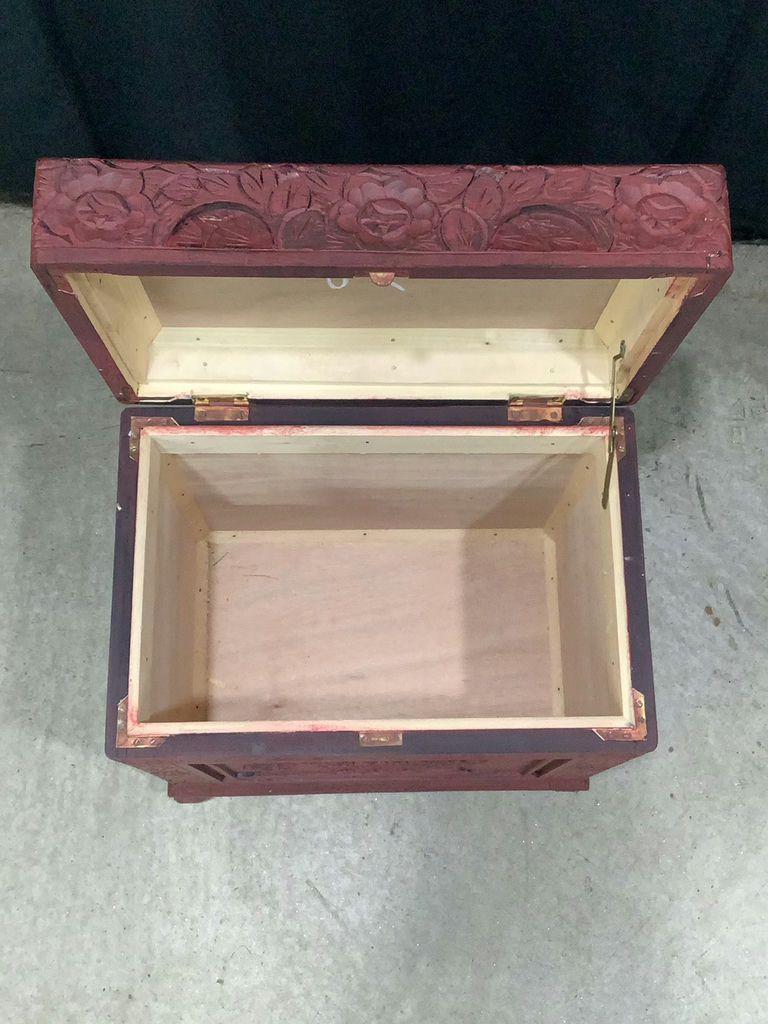 Red Carved Wood Chest - image 3 of 8