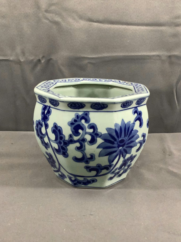 Blue & White Ceramic Planters And Jar - image 8 of 12