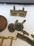 Men's Cufflinks, Tie Tacks, Brass Centennial Medallions - thumbnail 4 of 11