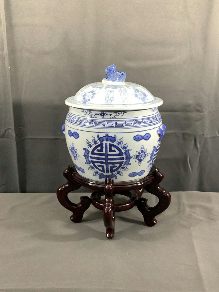 Blue & White Ceramic Planters And Jar - image 2 of 12