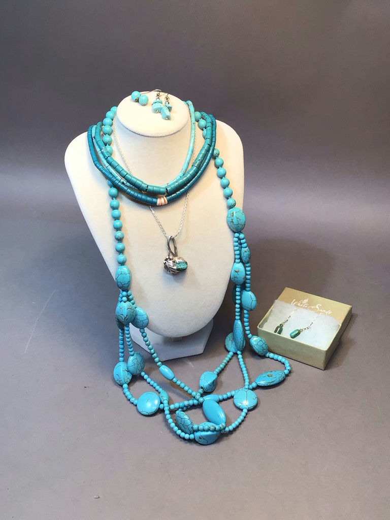 Turquoise Stone & Silver Jewelry (3+dwt) - image 1 of 12
