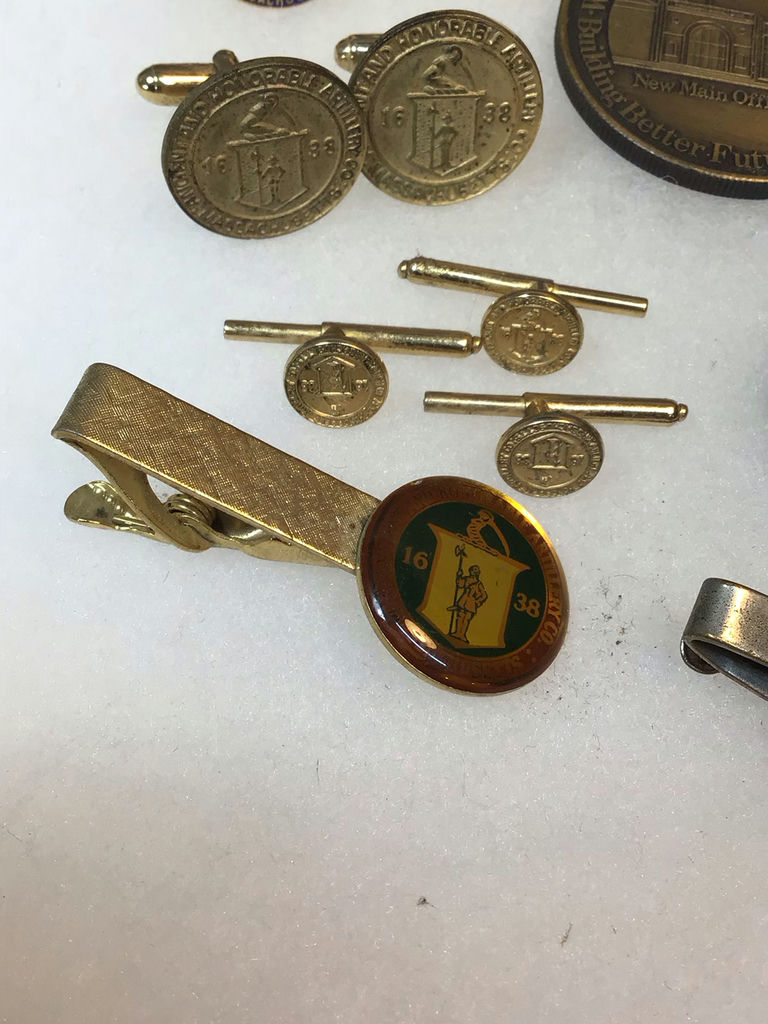 Men's Cufflinks, Tie Tacks, Brass Centennial Medallions - image 3 of 11