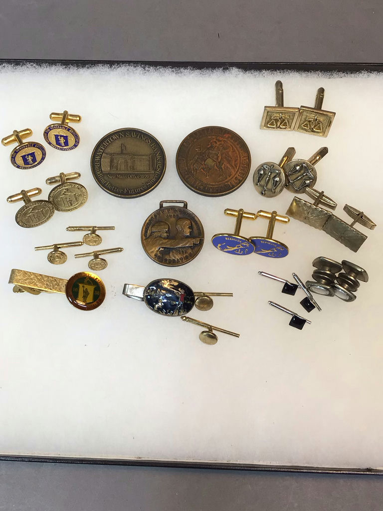 Men's Cufflinks, Tie Tacks, Brass Centennial Medallions - image 1 of 11