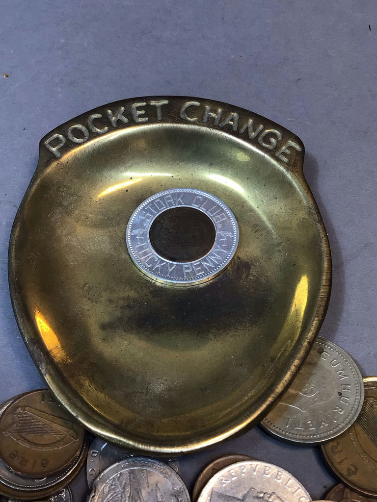 Brass Coin Dish & Foreign Pocket Change - image 2 of 5