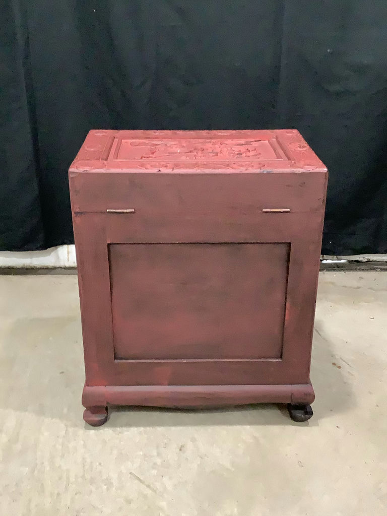 Red Carved Wood Chest - image 6 of 8