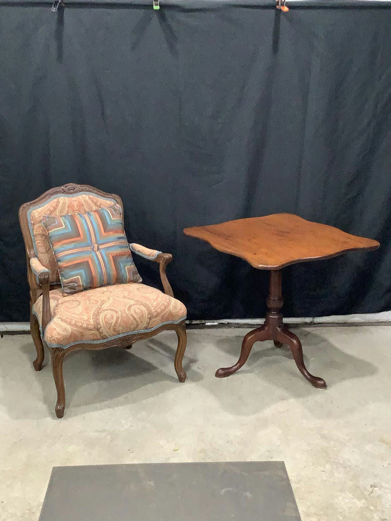 Antique Tilt Top Table & Arm Chair - image 1 of 11