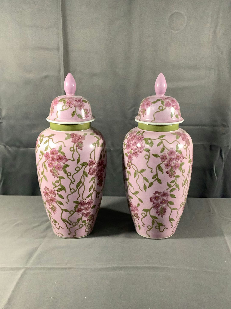 Pink & Green Floral Ginger Jars - image 1 of 6