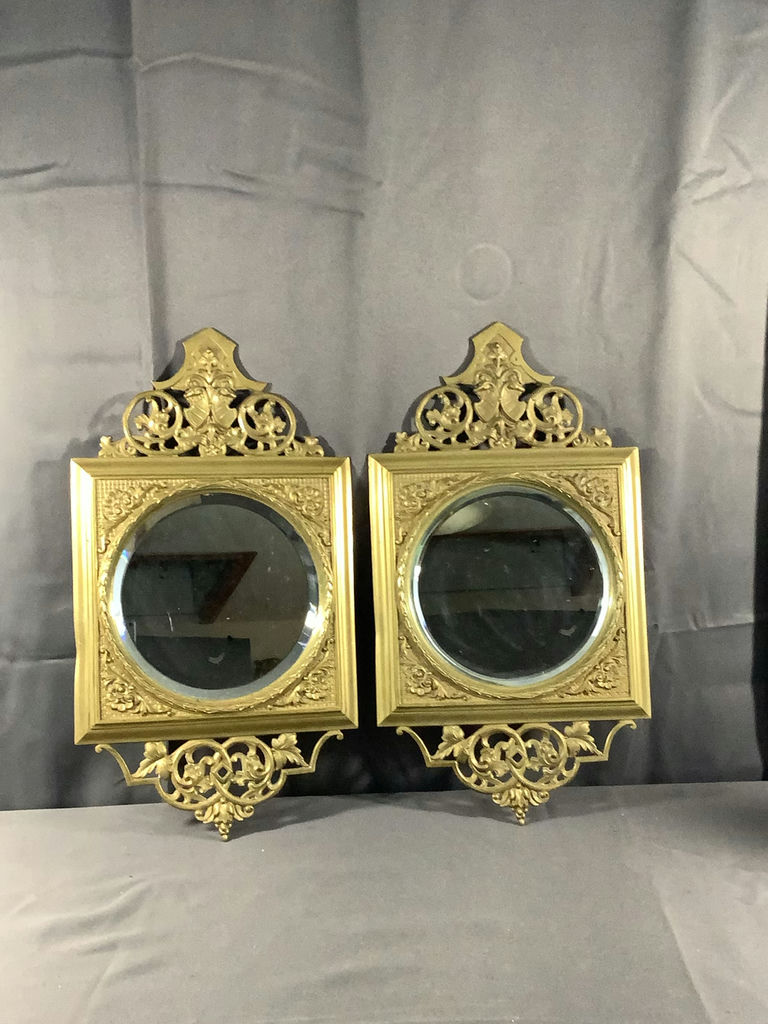 Antique Heavy Brass Wall Mirrors - image 1 of 5