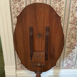 Oak oval-top pedestal table with matching two-tier shelf - thumbnail 10 of 15