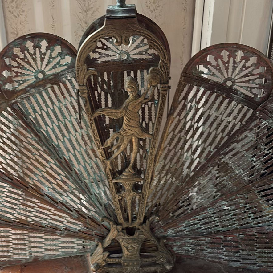Brass Peacock Fireplace Screen - image 10 of 14