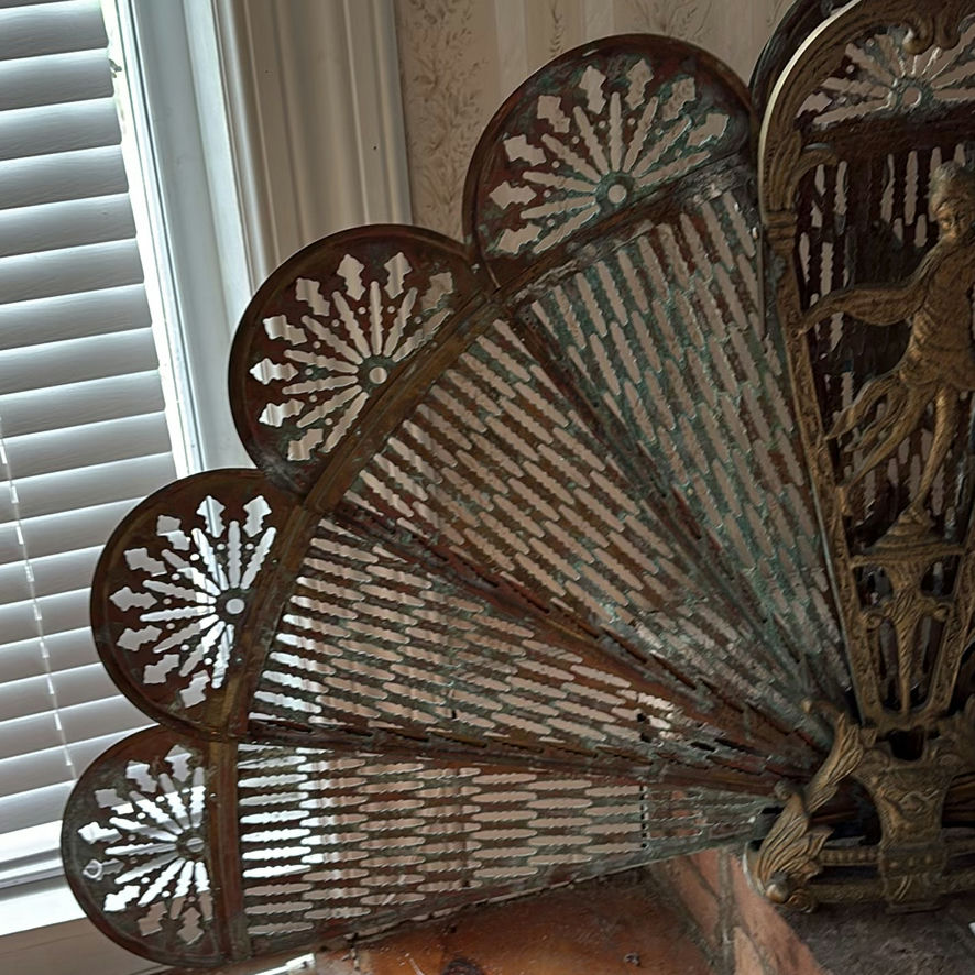 Brass Peacock Fireplace Screen - image 8 of 14