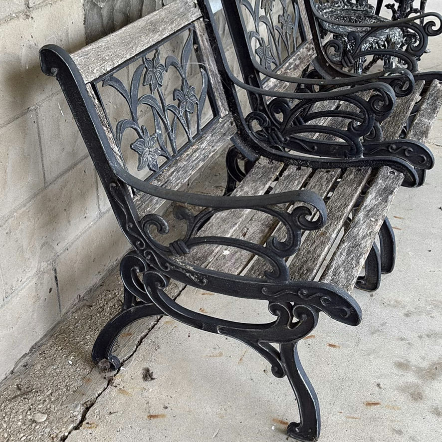 Two Cast Iron Bench Chairs - image 8 of 11