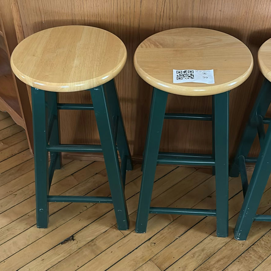 Four Rustic Wooden Stools - image 2 of 9