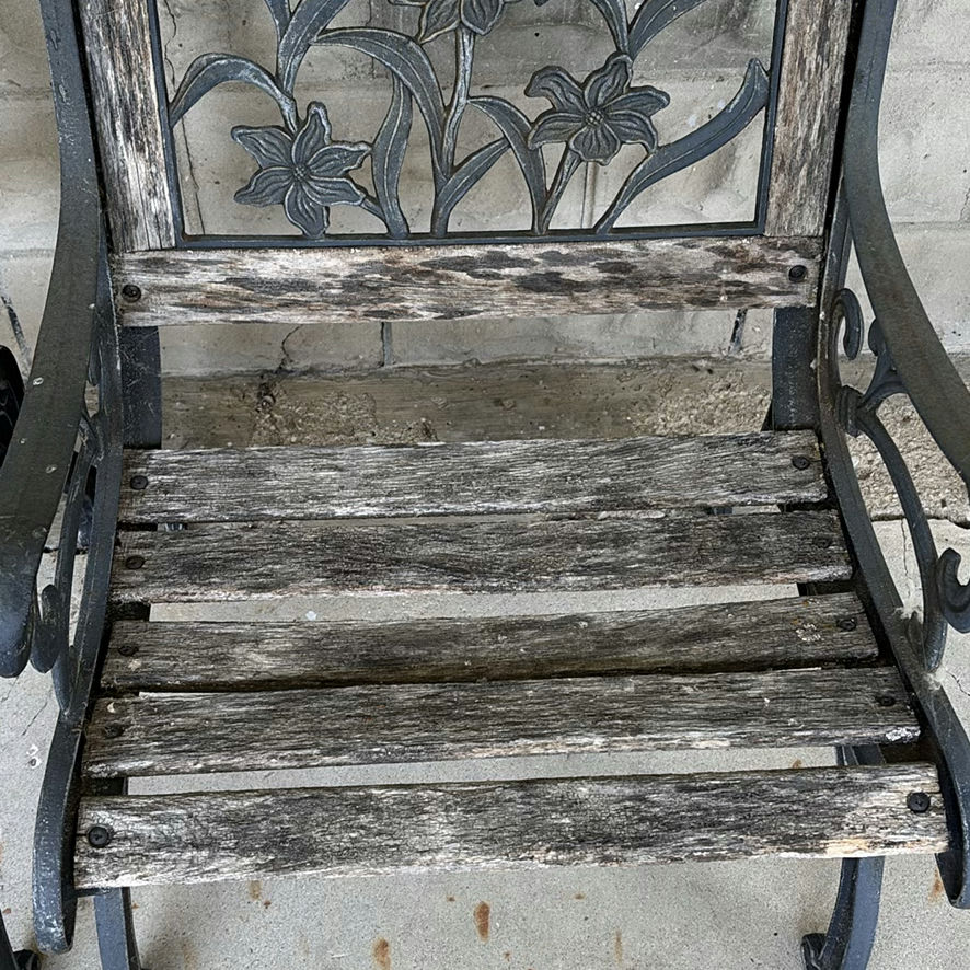 Two Cast Iron Bench Chairs - image 10 of 11
