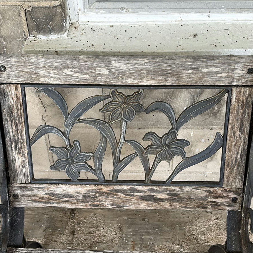 Two Cast Iron Bench Chairs - image 5 of 11