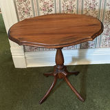 Oak oval-top pedestal table with matching two-tier shelf - thumbnail 11 of 15