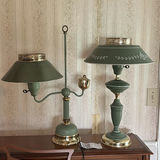 Green Tole Painted Metal Table Lamps - thumbnail 1 of 11