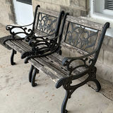 Two Cast Iron Bench Chairs - thumbnail 6 of 11