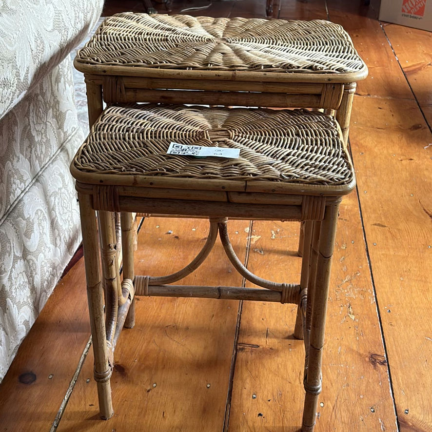 Vintage Wicker & Bamboo Side Tables - image 3 of 12
