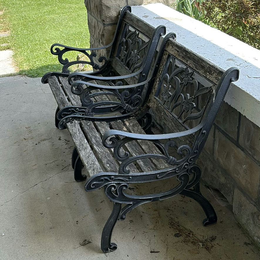 Two Cast Iron Bench Seats - image 4 of 9