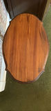 Oak oval-top pedestal table with matching two-tier shelf - thumbnail 14 of 15