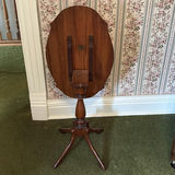 Oak oval-top pedestal table with matching two-tier shelf - thumbnail 9 of 15